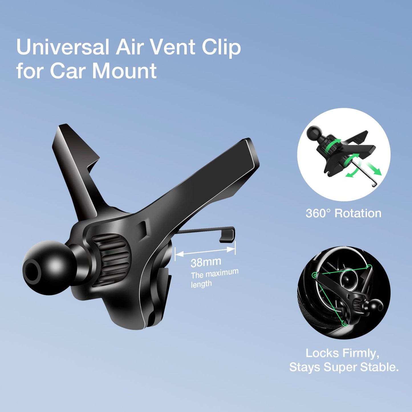 Tough On Universal Car Mount Air Vent Clip Black