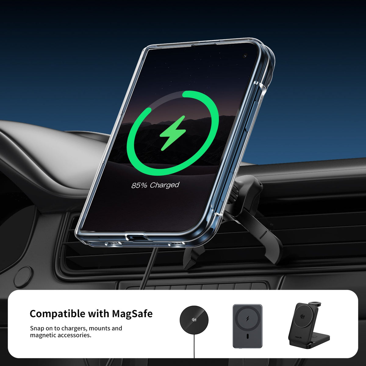 Tough On iPhone Duo Clear Magnetic Case with Ring Stand and Screen Protector