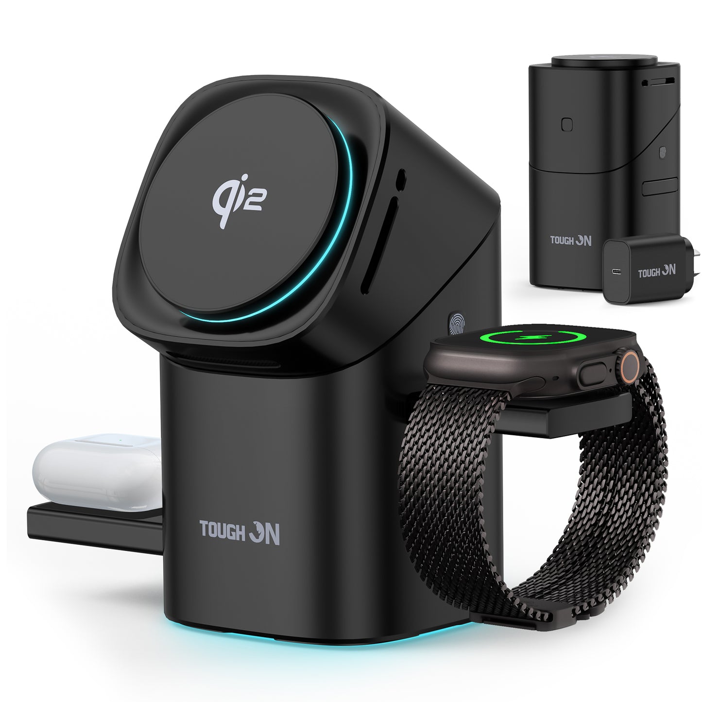 Tough On MagPro Qi2 3-in-1 Wireless Charger for Apple iPhone Watch AirPods