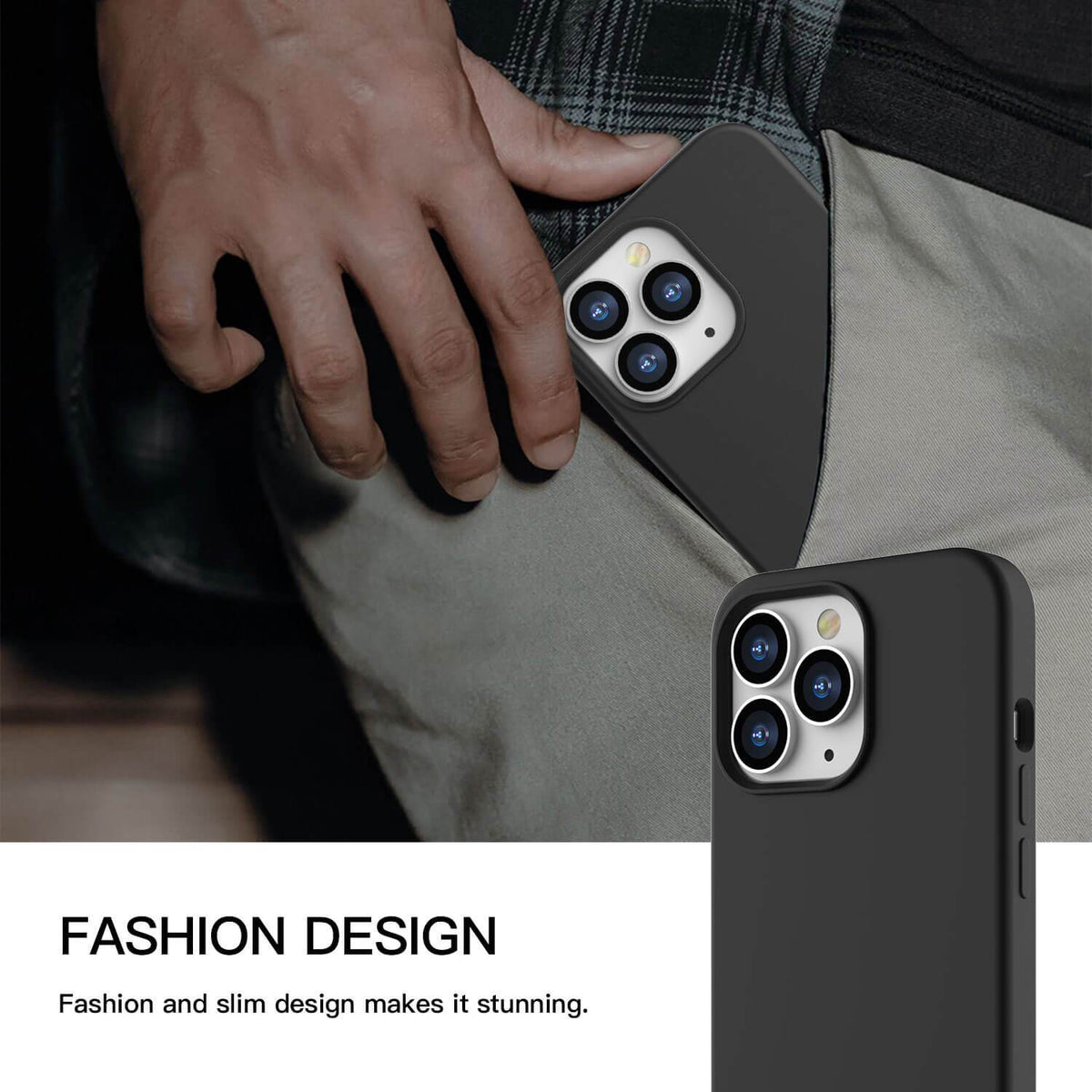 Tough On iPhone 13 Pro Max Case Strong Liquid Silicone Case Black - Toughonstore