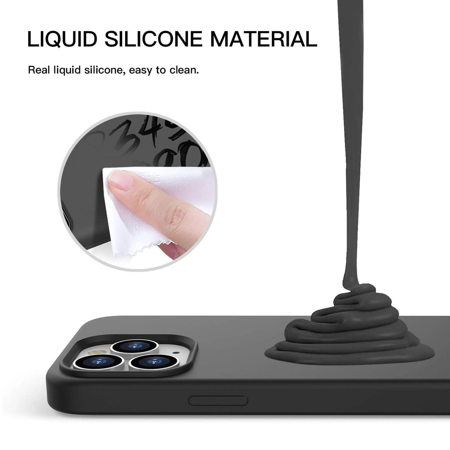 Tough On iPhone 13 Pro Max Case Strong Liquid Silicone Case Black - Toughonstore