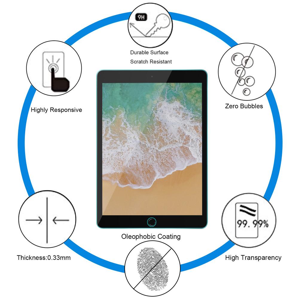 iPad 5 / 6th Gen 9.7 inch Tempered Glass Screen Protector Tough on