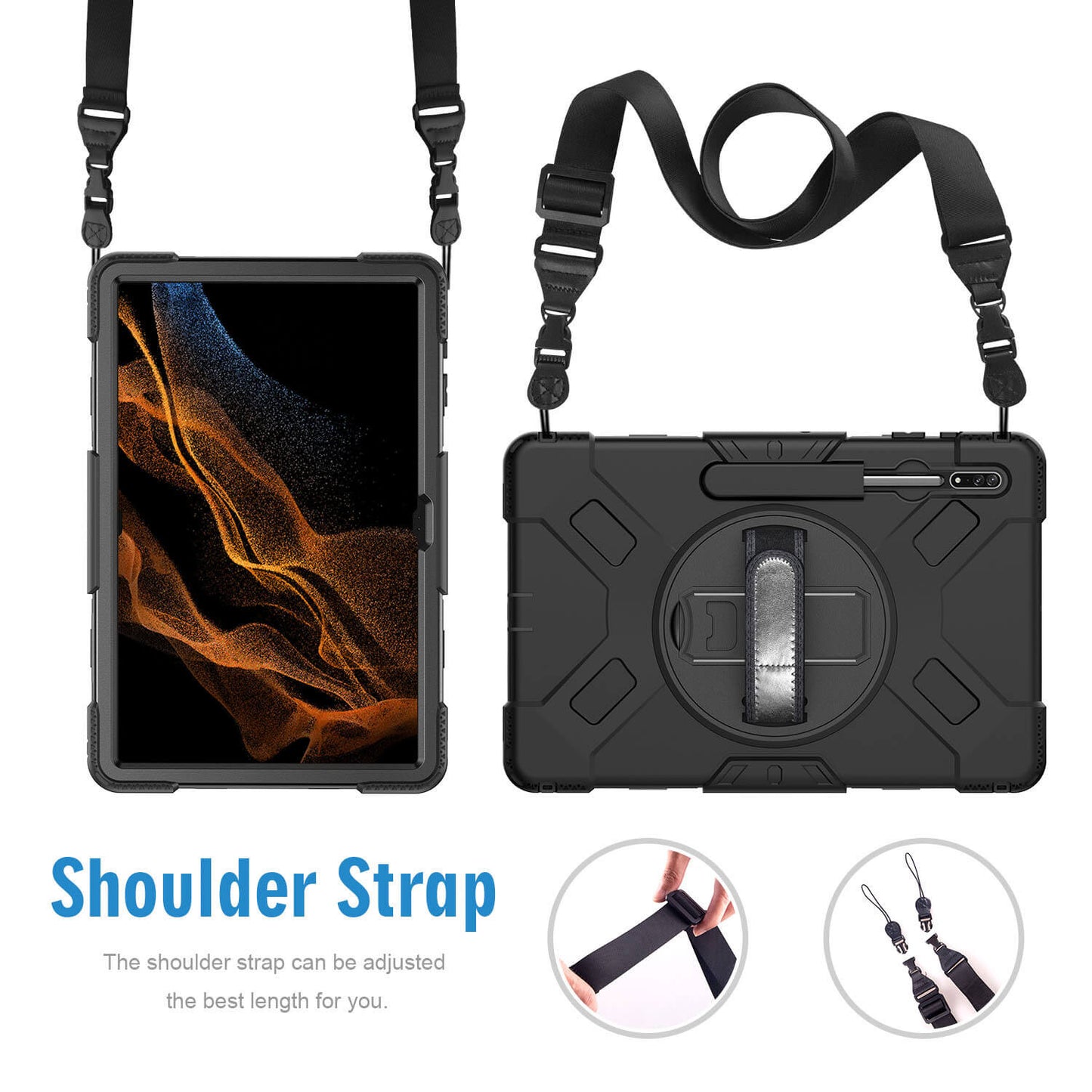 Tough On Samsung Galaxy Tab S9 Ultra / S8 Ultra Case Rugged Protection Black