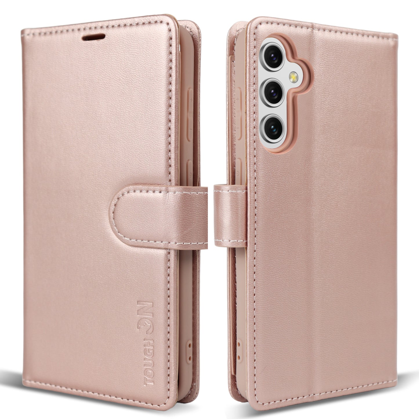 Tough On Samsung Galaxy A54 5G Leather Flip Wallet Case Rose Gold