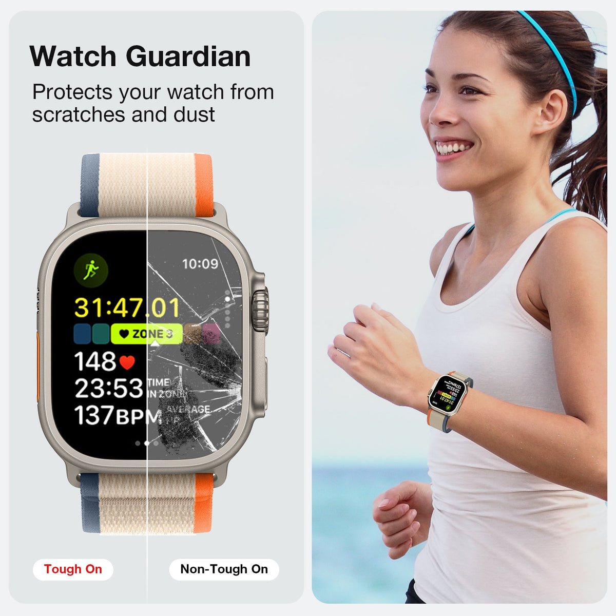 Tough On Apple Watch Ultra 4 / Ultra 3 / Ultra 2 / Ultra Screen Protector Tempered Glass with Install Frame 2 Pack