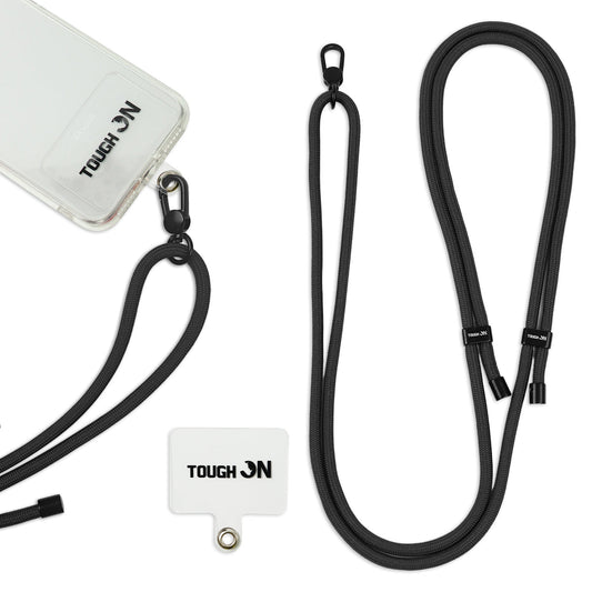 Tough On CrossBody Rope Phone Strap with Card Black