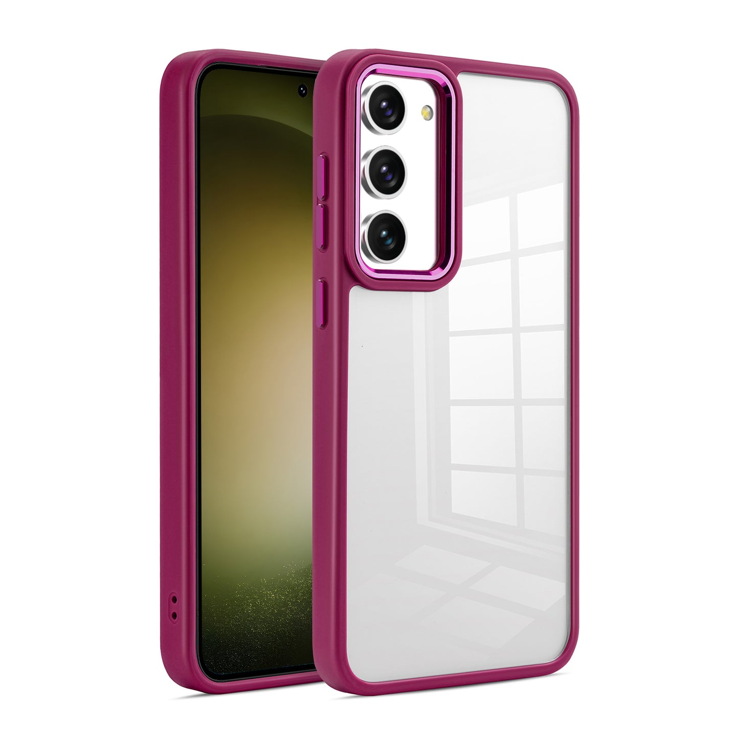 Tough On Samsung Galaxy S23 Plus Clear Case Protector Burgundy