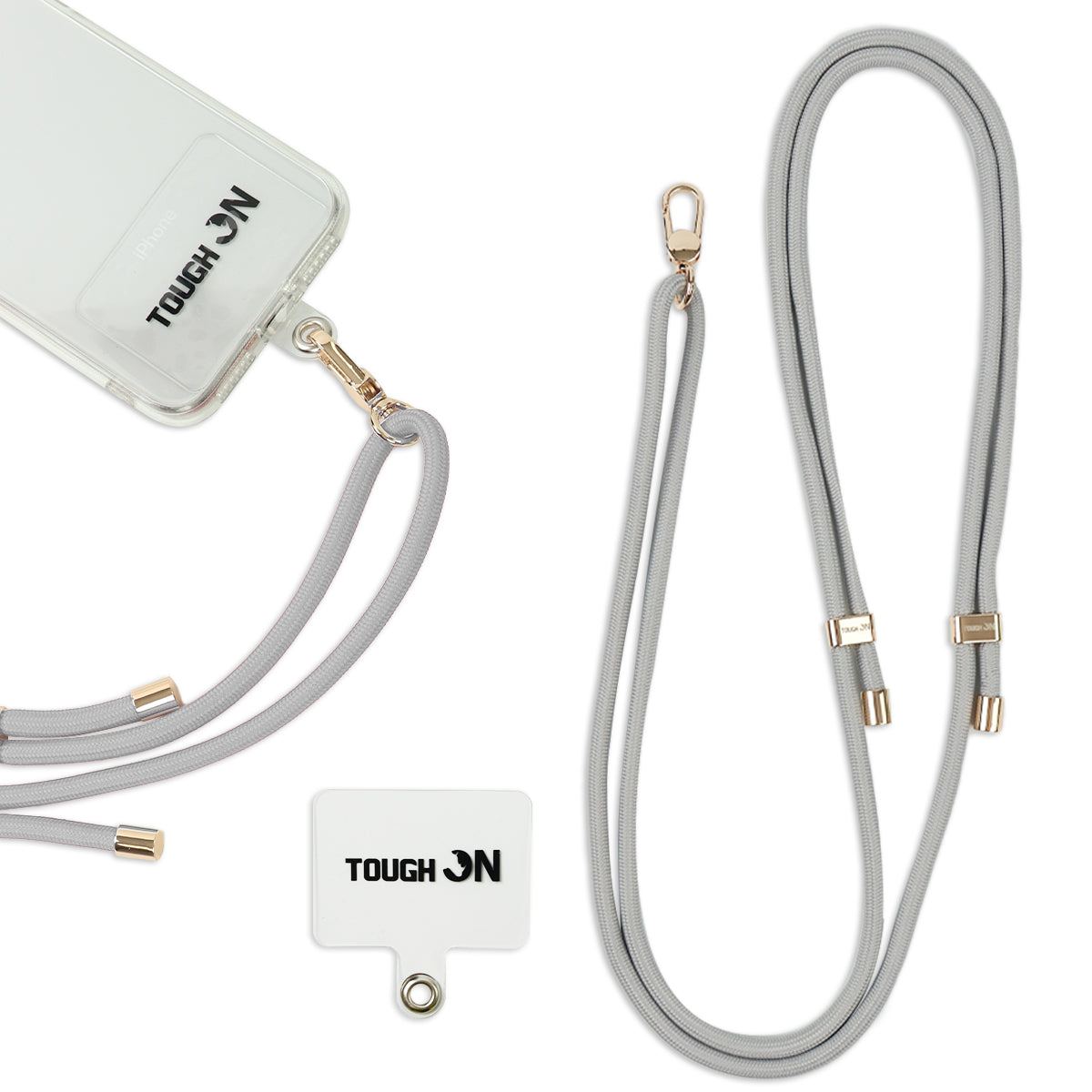 Tough On CrossBody Rope Phone Strap with Card Gray