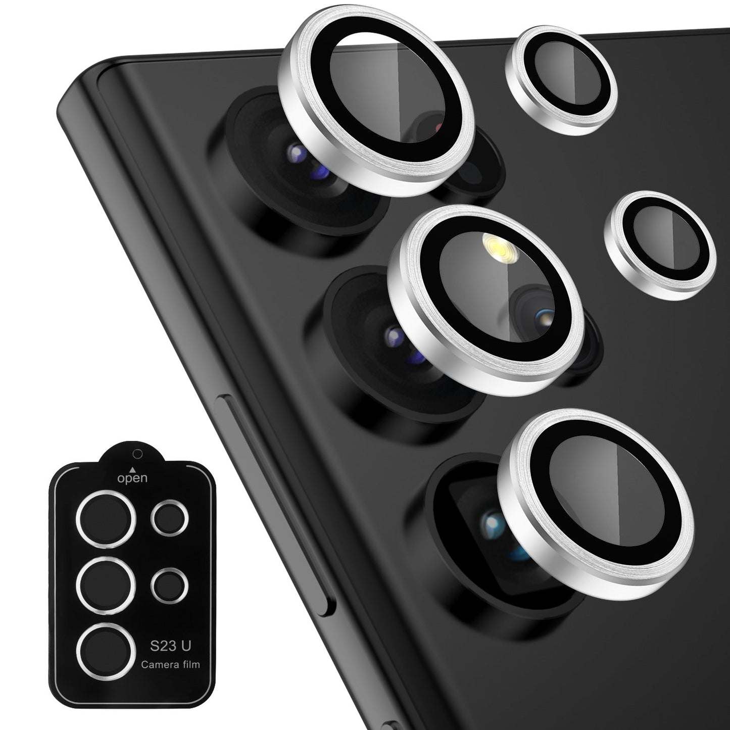 Tough On Samsung Galaxy S23 Ultra Rear Camera Lens Protector Silver