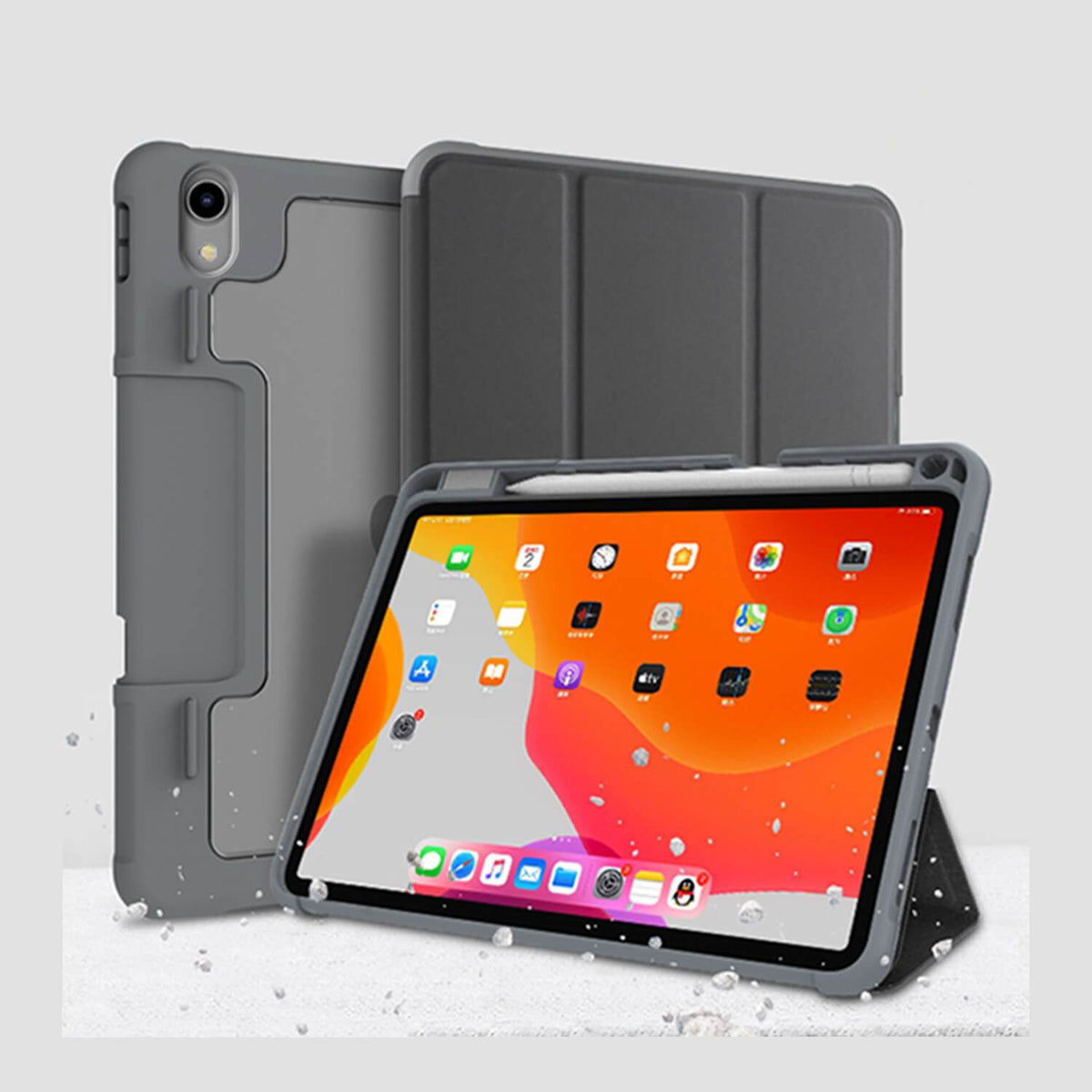 Tough On iPad Air 4 10.9 inch Case Smart Cover Clear Back Black