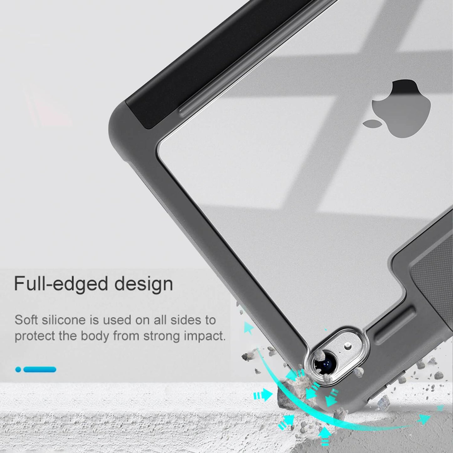 Tough On iPad 7 / 8 / 9th Gen 10.2 inch Case Smart Cover Black with Clear Back