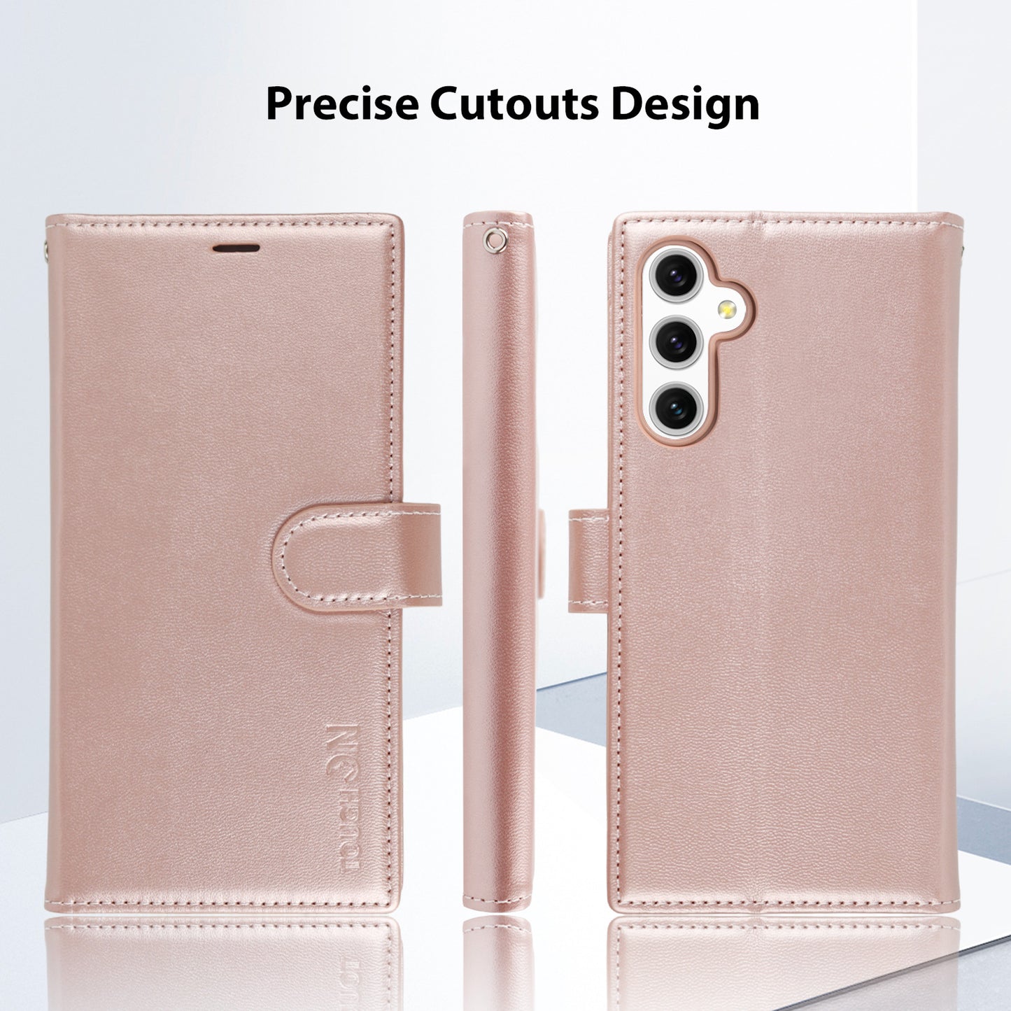 Tough On Samsung Galaxy A54 5G Leather Flip Wallet Case Rose Gold
