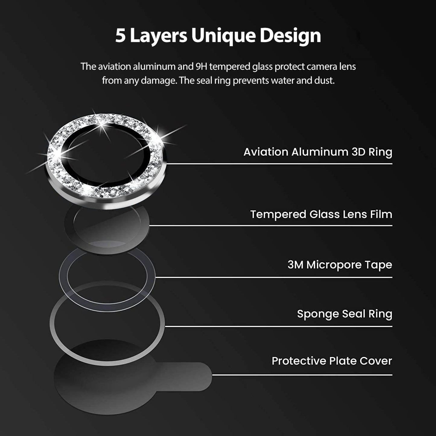 Tough On iPhone 13 Pro Camera Lens Protector Crystal Silver - Toughonstore