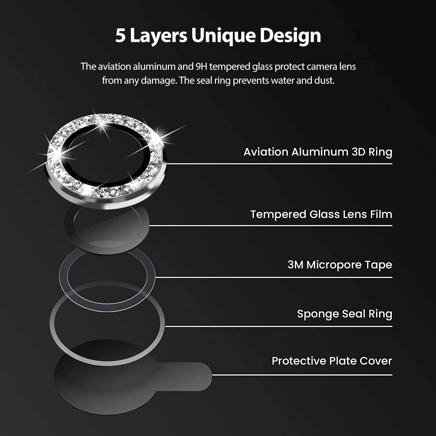 Tough On iPhone 13 Pro Camera Lens Protector Crystal Silver - Toughonstore