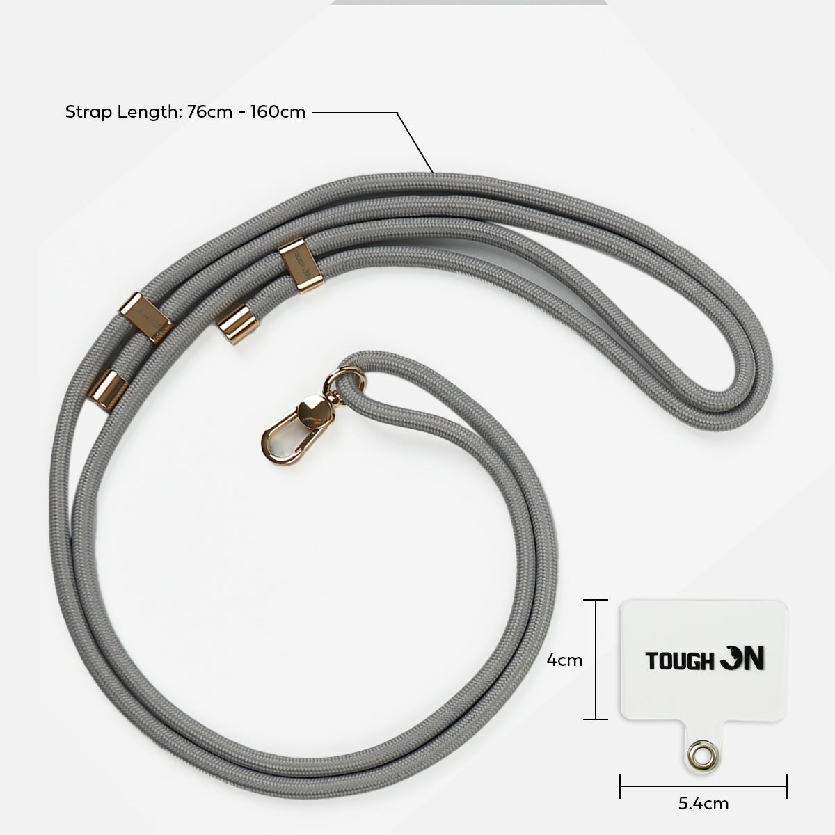 Tough On CrossBody Rope Phone Strap with Card Gray