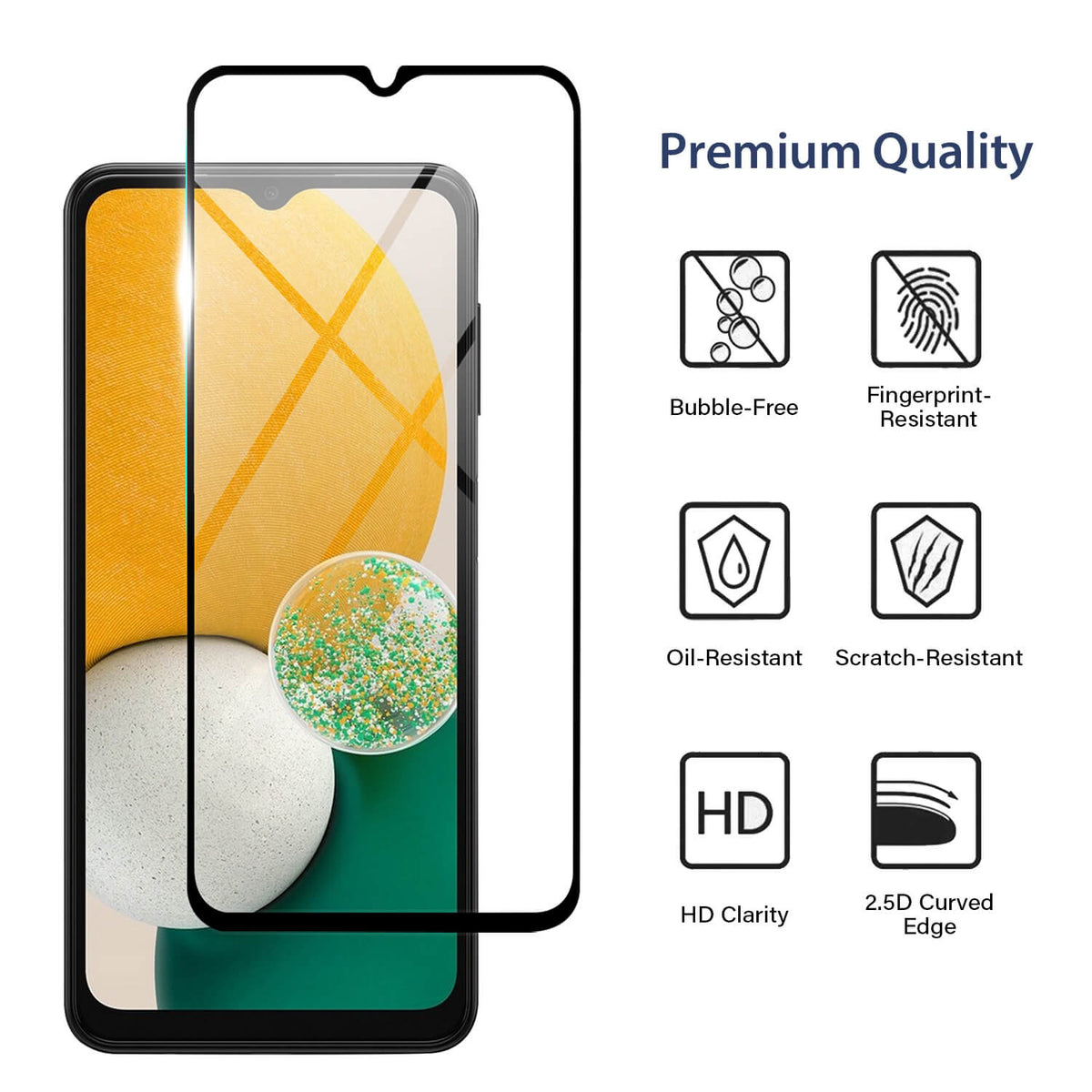Tough On Samsung Galaxy A13 4G 2.5D Tempered Glass Screen Protector Black