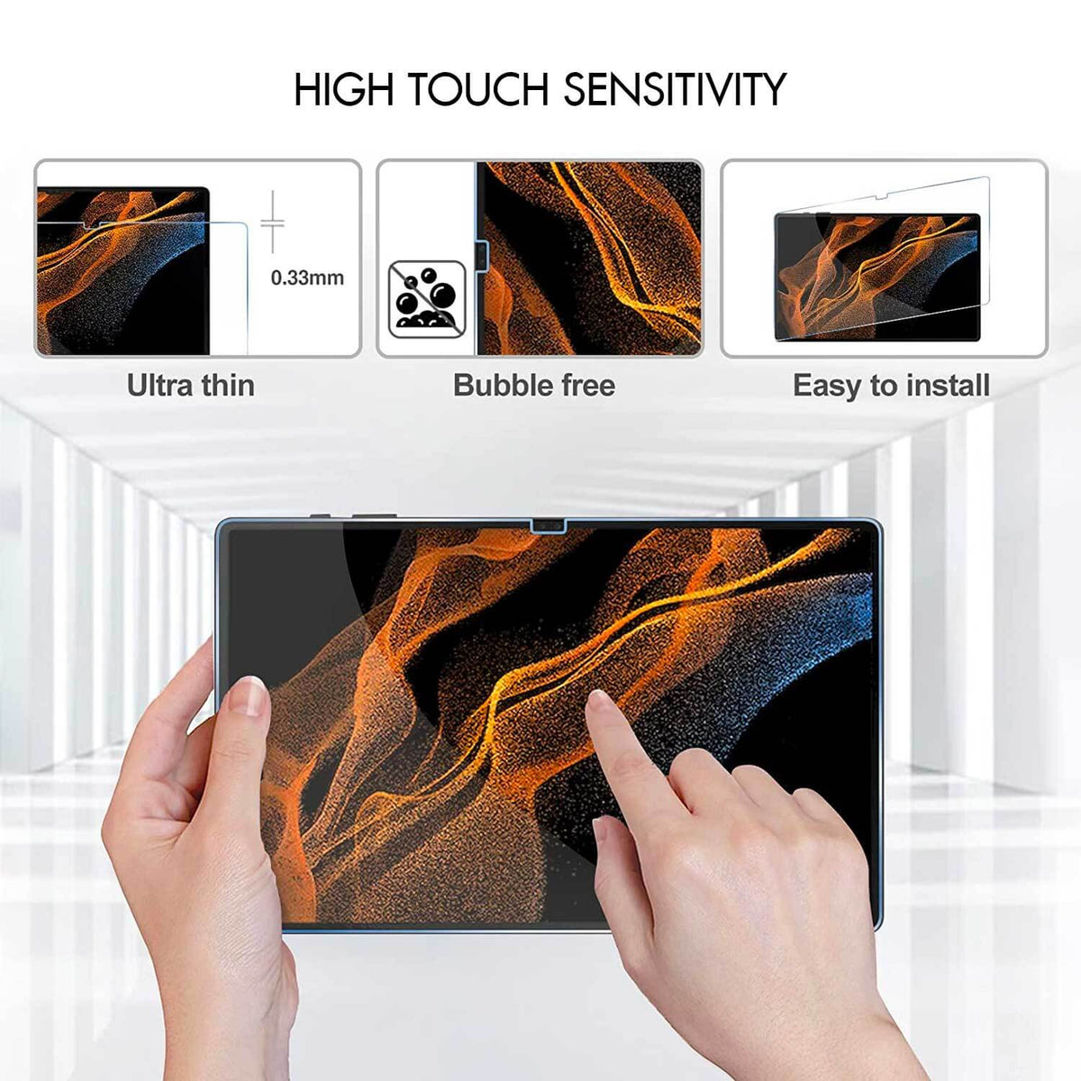 Tough On Samsung Galaxy Tab S11 Ultra / S10 Ultra / S9 Ultra / S8 Ultra Premium Tempered Glass Screen Protector