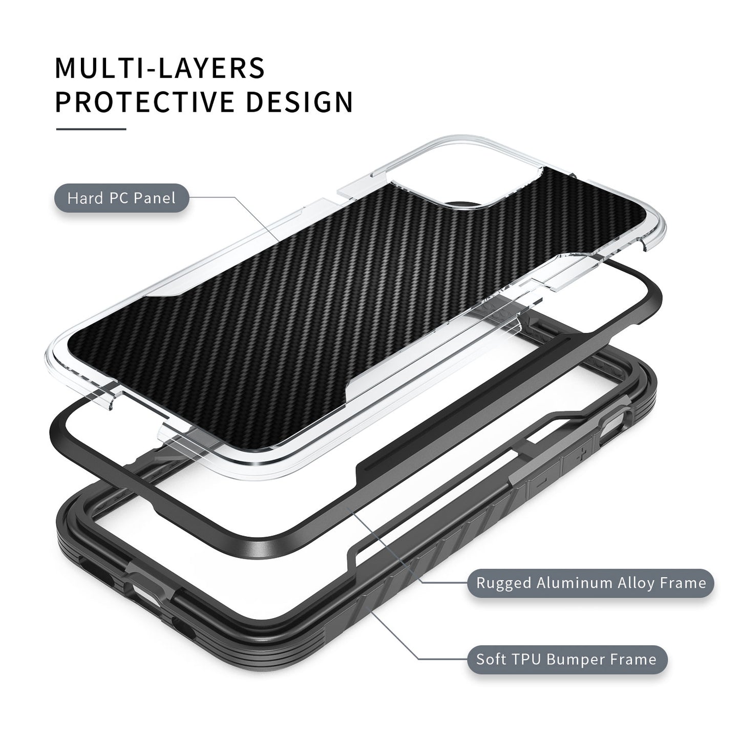 Tough On iPhone 14 Pro Case Iron Shield Carbon Fiber Black