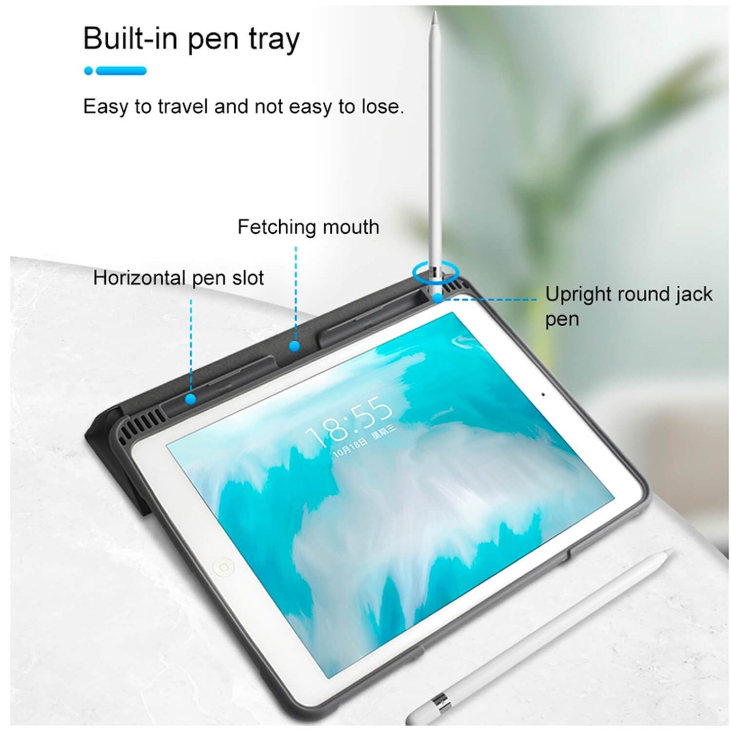 Tough On iPad 7 / 8 / 9th Gen 10.2 inch Case Smart Cover Black with Clear Back