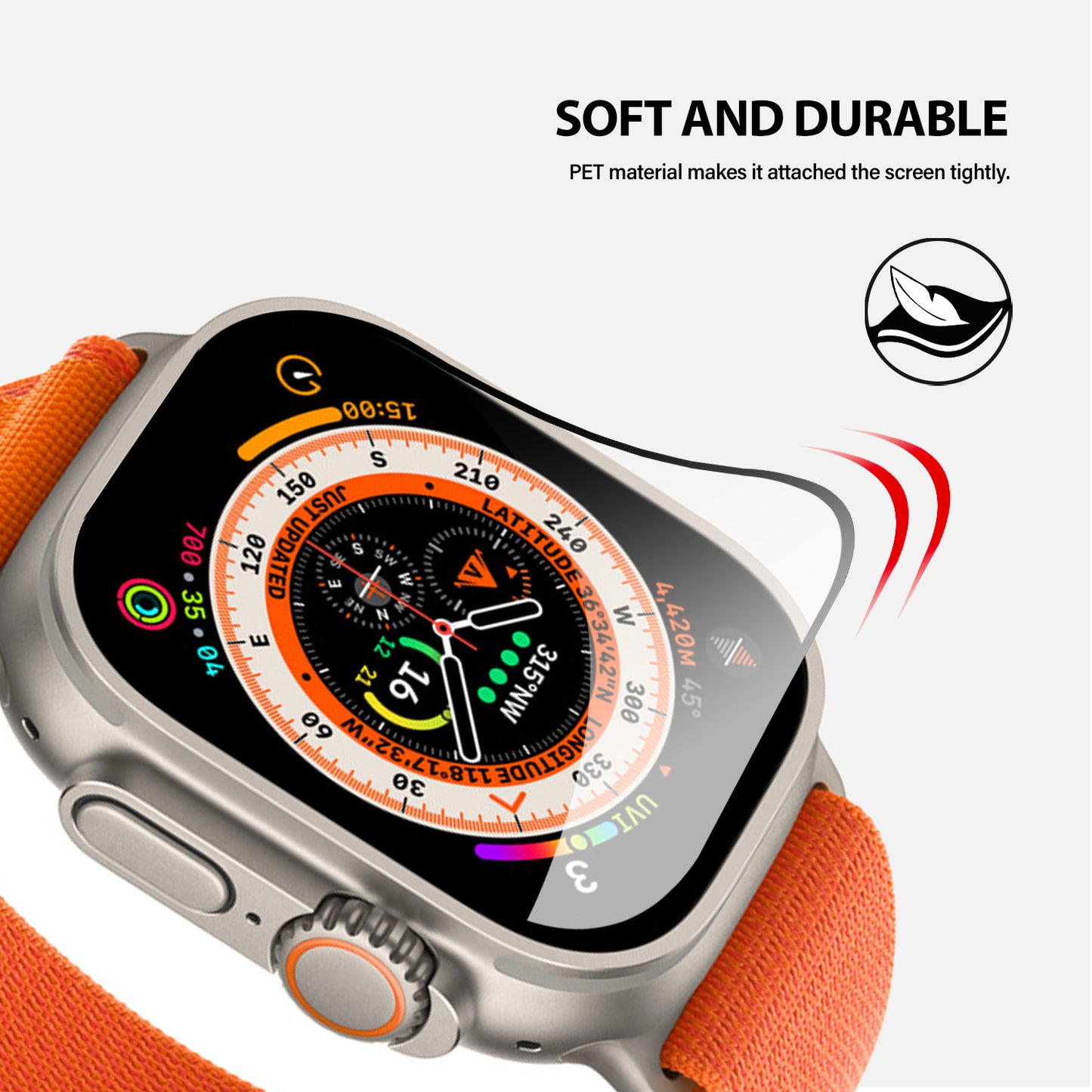 Tough On Apple Watch Ultra/Ultra2 Screen Protector 49mm Nano Xtreme Guard Black