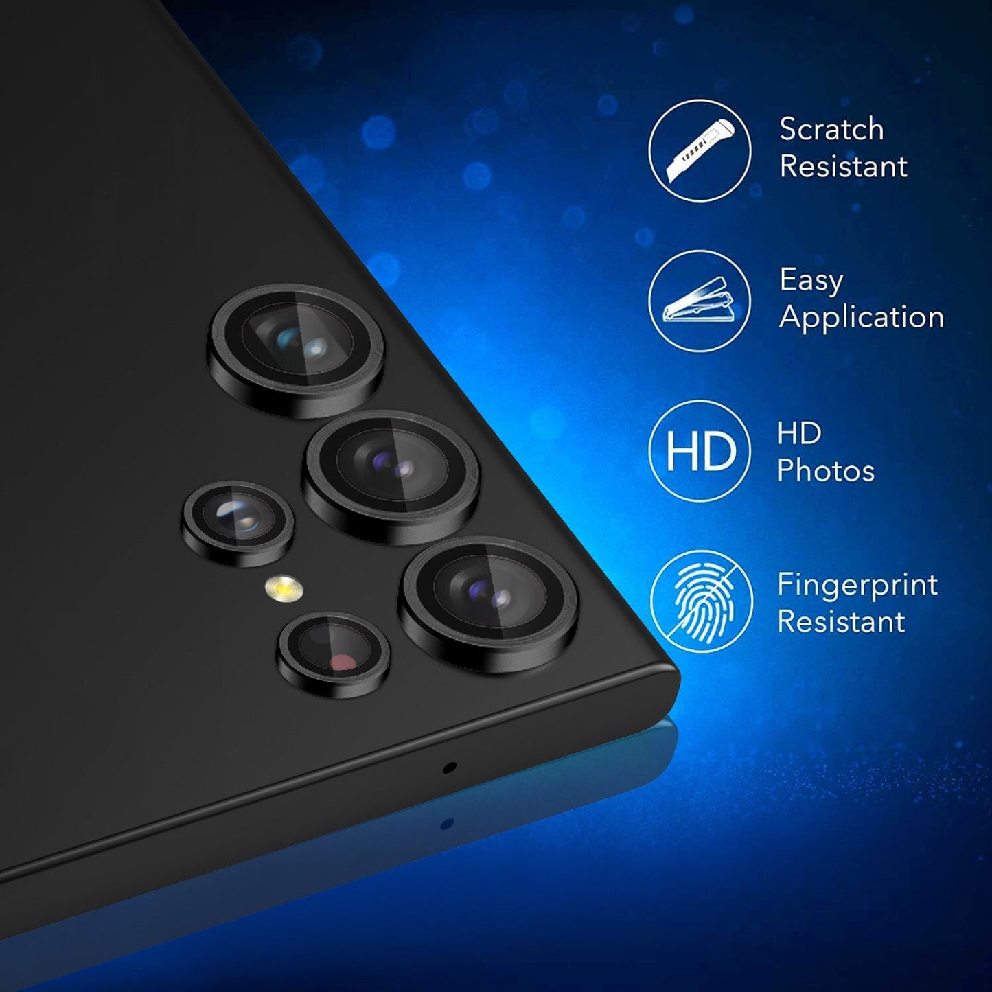 Tough On Samsung Galaxy S23 Ultra Rear Camera Lens Protector Tempered Glass