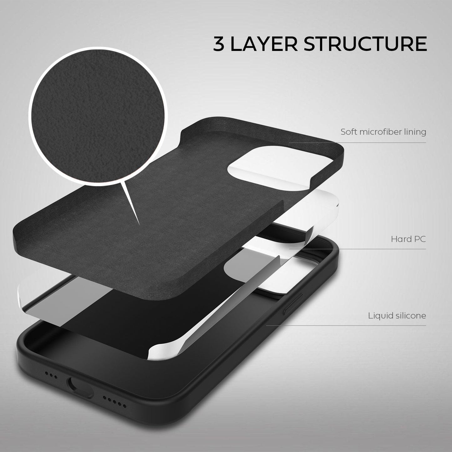 Tough On iPhone 14 Pro Strong Liquid Silicon Case Black