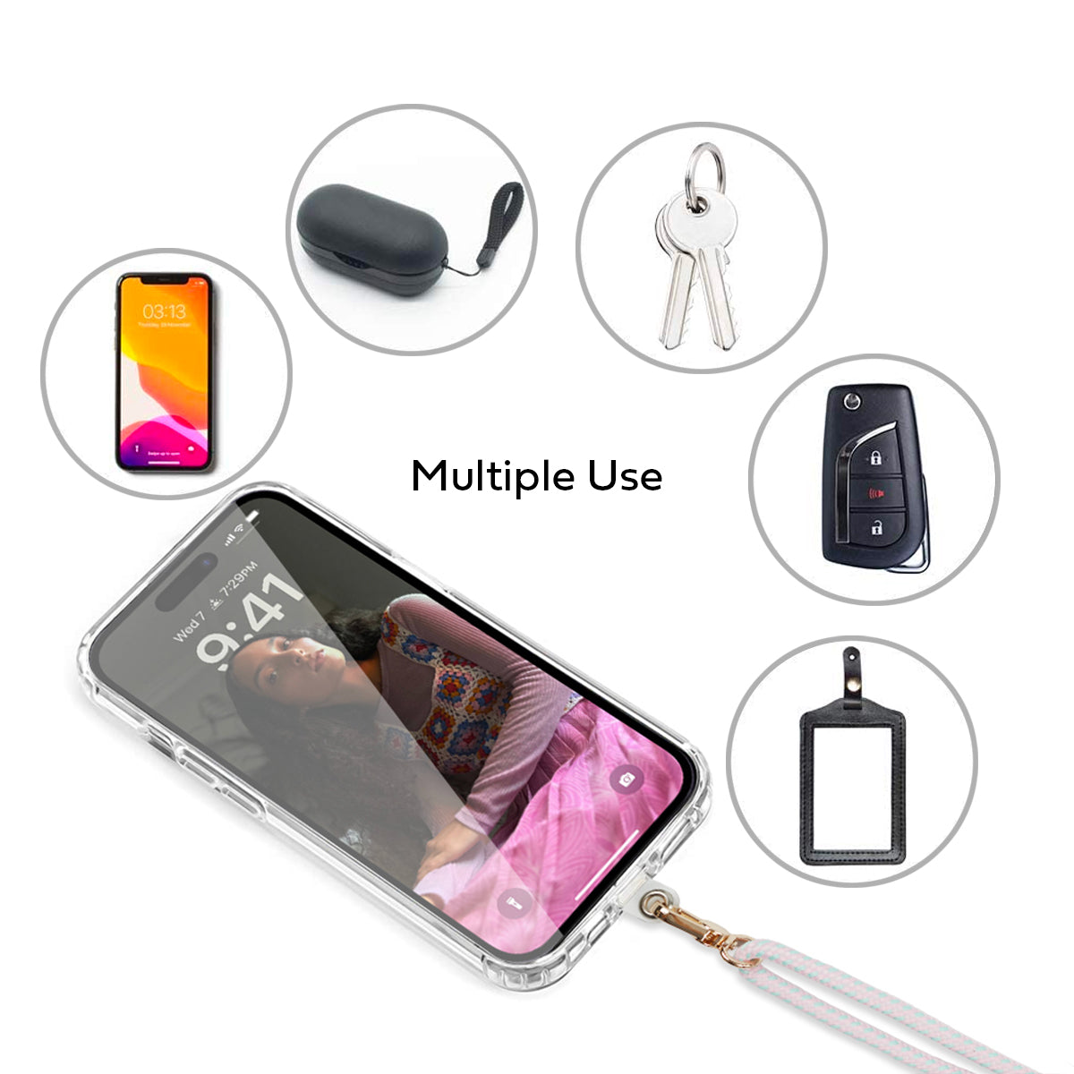 Tough On CrossBody Rope Phone Strap with Card Prismatic