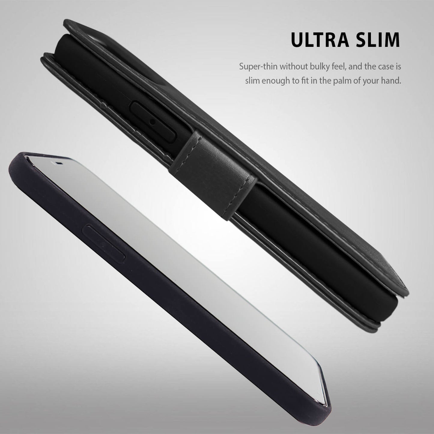 Tough On iPhone 14 Pro Max Case Magnetic Detachable Leather Black