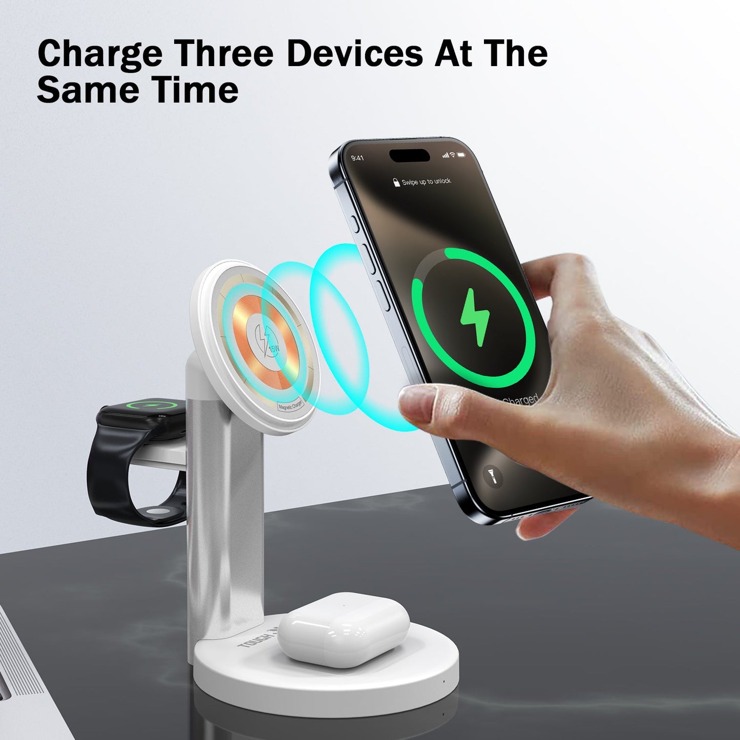 Tough On Magnetic 3 in 1 Wireless Charger Stand Station with Magsafe