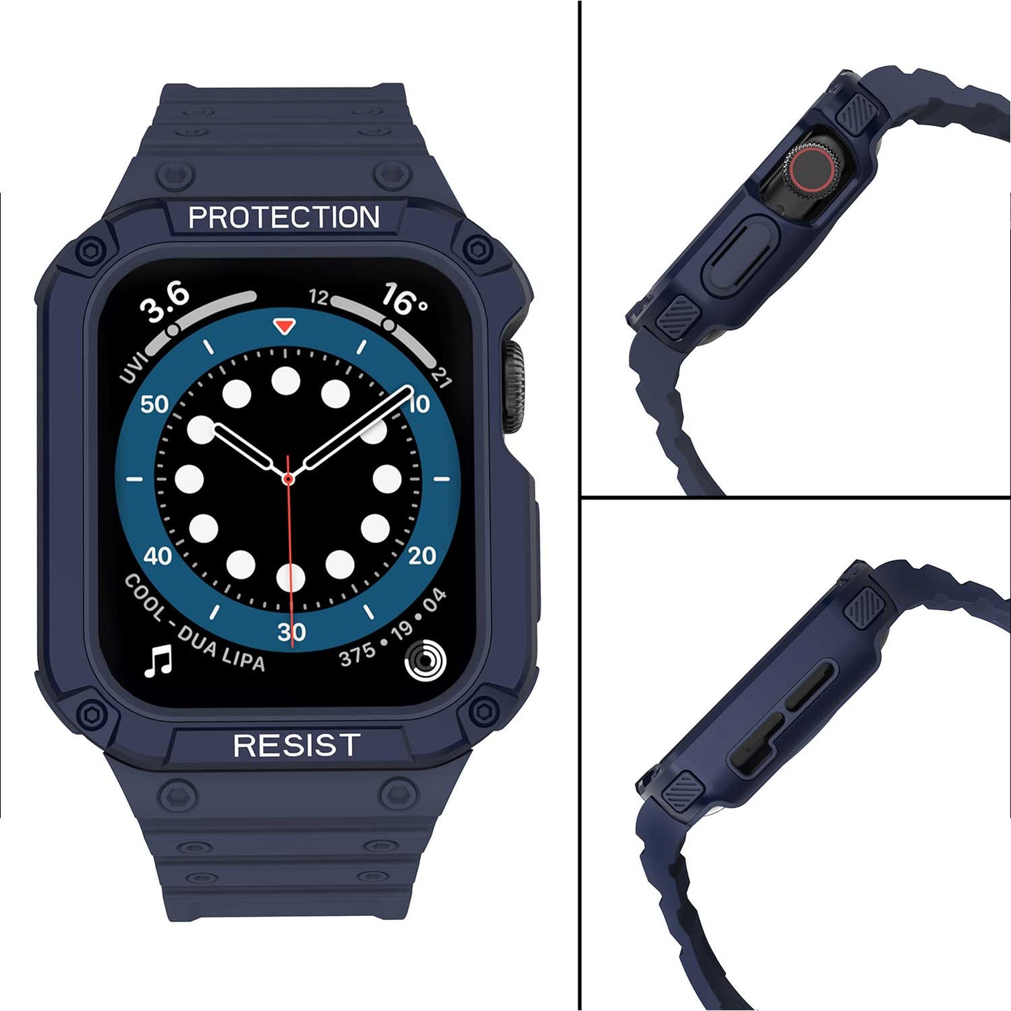 Tough On 2-in-1 Apple Watch Band with Case 42/44/45mm Rugged Protection Navy/Navy - Toughonstore