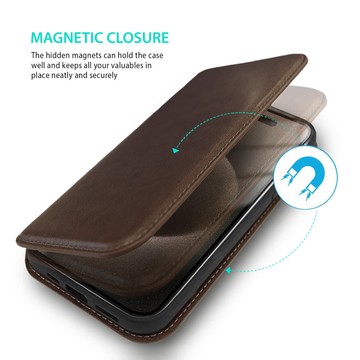 Tough On iPhone 15 Pro Case Magnetic Fine Detachable Leather
