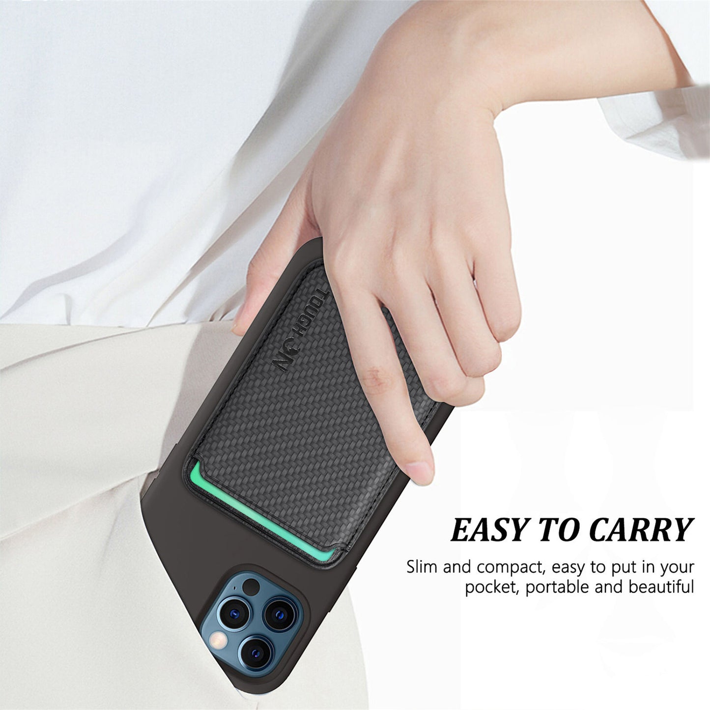 Tough On Magnetic Card Wallet Holder With MagSafe Carbon Graphite