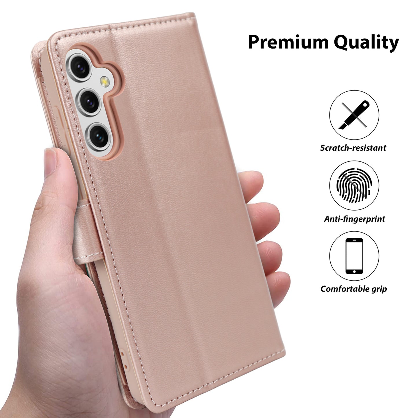 Tough On Samsung Galaxy A54 5G Leather Flip Wallet Case Rose Gold