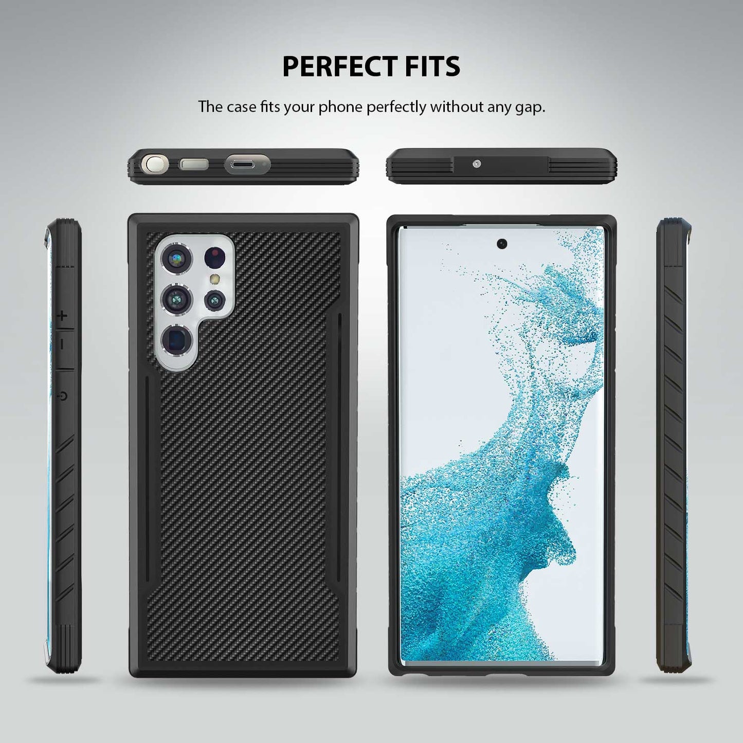 Tough On Samsung Galaxy S22 Ultra 5G Case Iron Shield Carbon Fiber