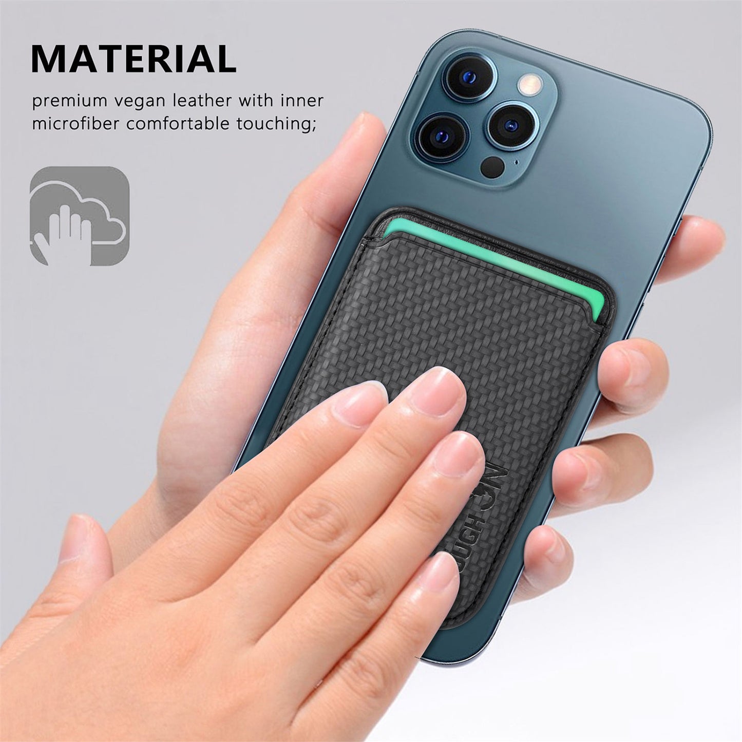 Tough On Magnetic Card Wallet Holder With MagSafe Carbon Graphite