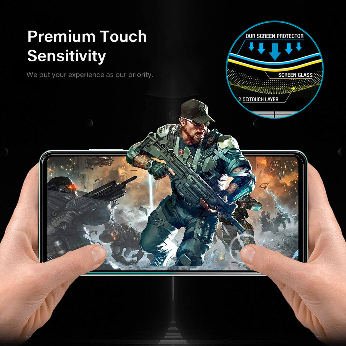 Tough On Samsung Galaxy A73 5G 2.5D Tempered Glass Screen Protector Black