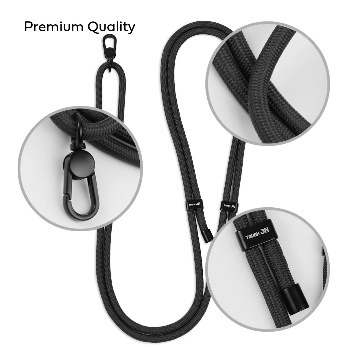 Tough On CrossBody Rope Phone Strap with Card Black