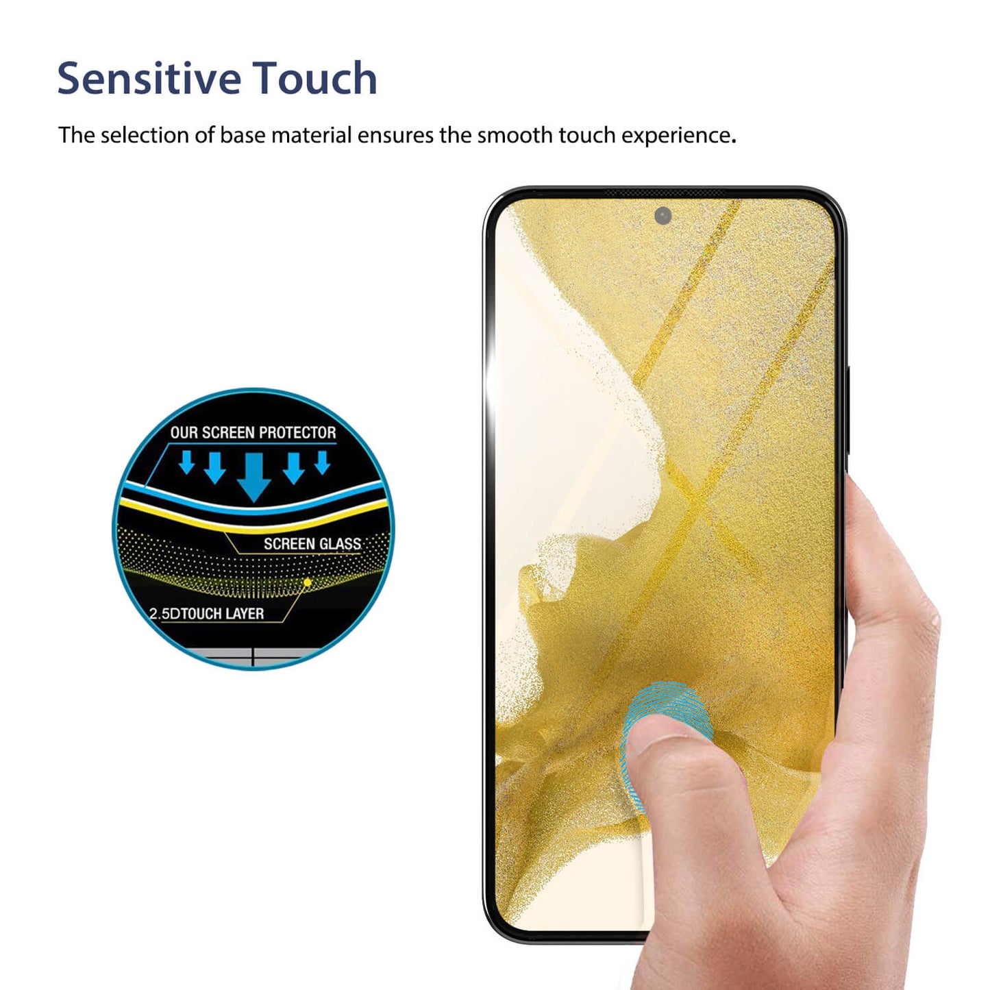 Tough On Samsung Galaxy S22 Plus 5G Tempered Glass Screen Protector Black