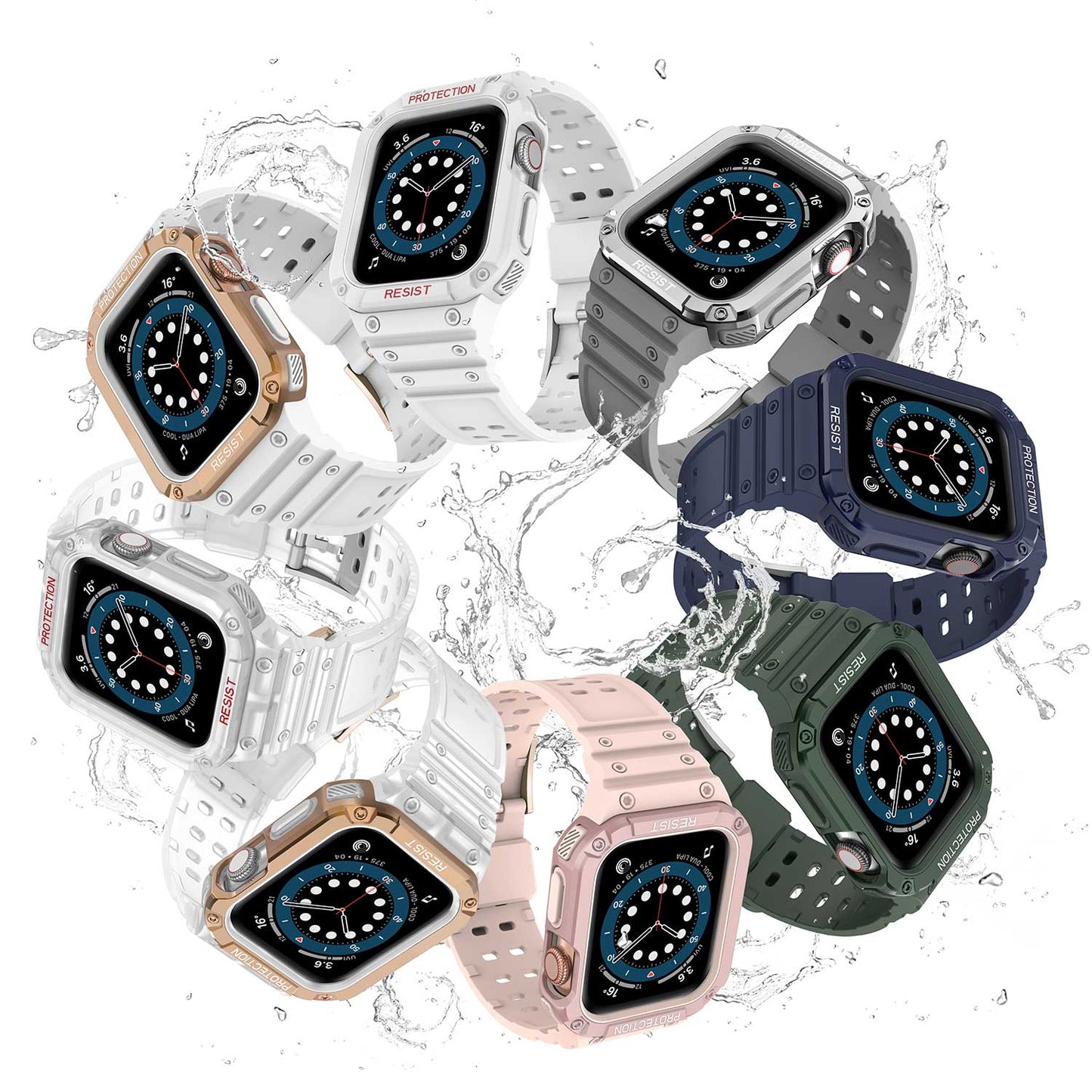 Tough On Apple Watch Band with Case Series 4 / 5 / 6 / SE 40mm Rugged Protection Clear/Clear