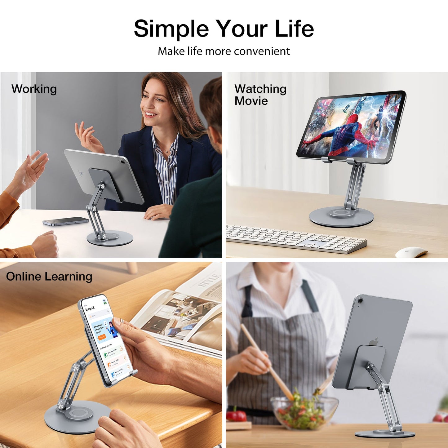 Tablet Stands 360 Rotating Foldable Desktop iPad Holder Stand