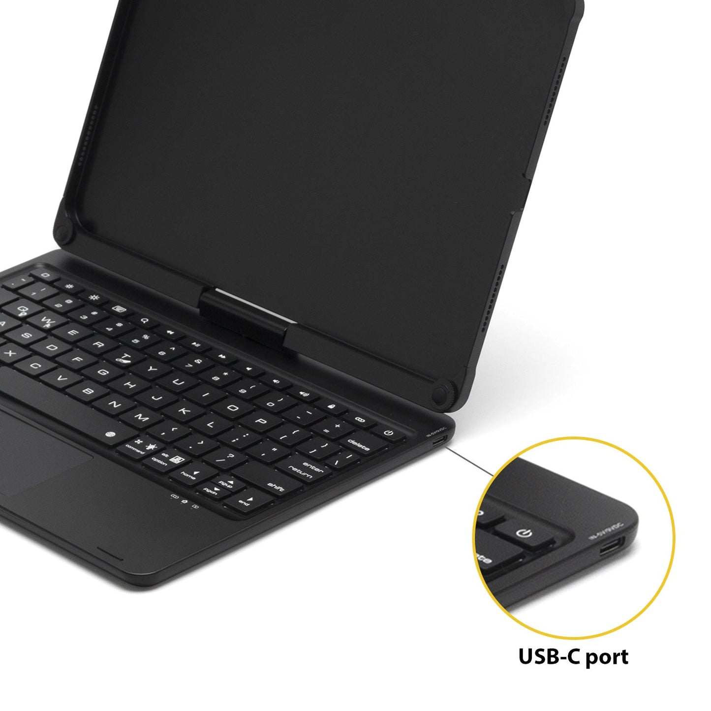 Tough On iPad 9 / 8 / 7th Gen 10.2 inch Case Bluetooth Keyboard Rotatable Cover Black