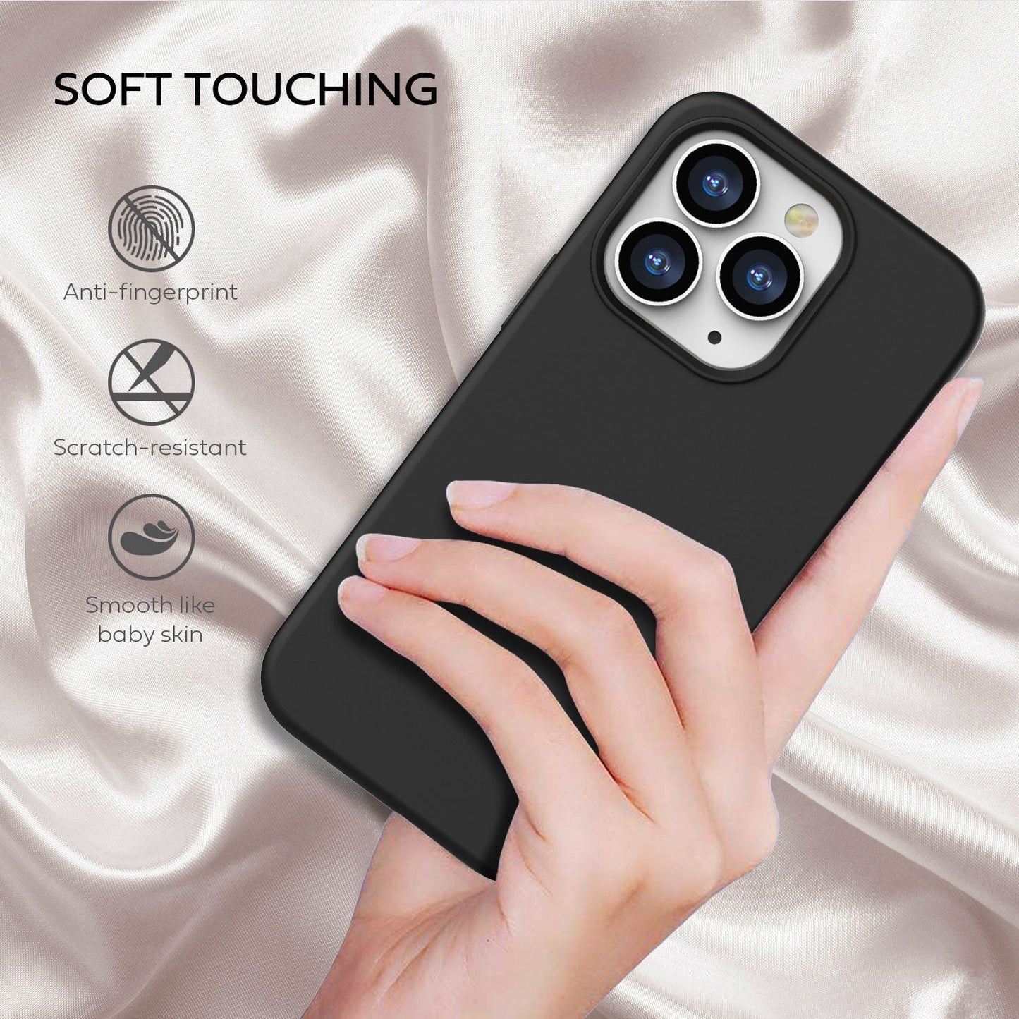Tough On iPhone 14 Pro Strong Liquid Silicon Case Black