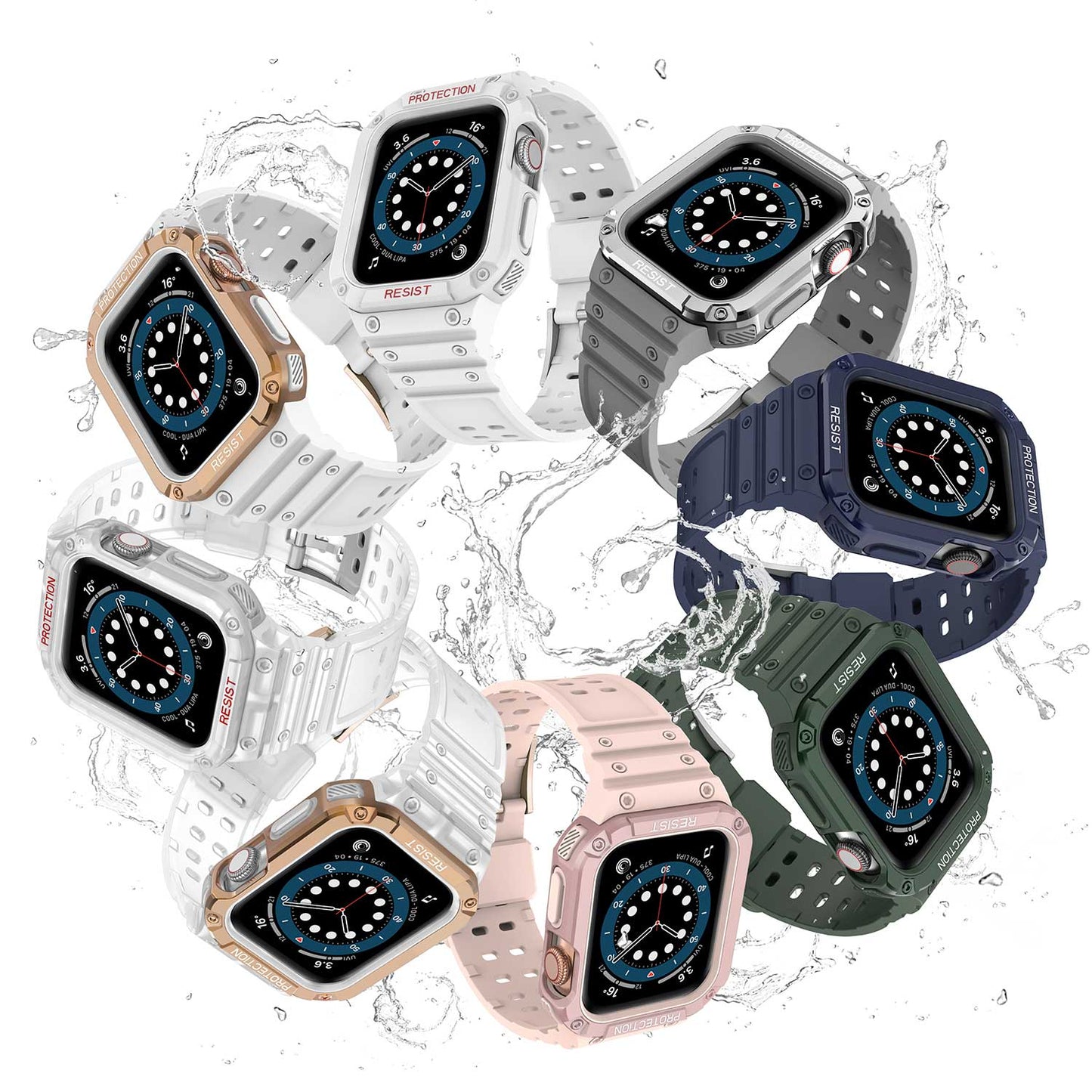 Tough On 2-in-1 Apple Watch Band with Case 42/44/45mm Rugged Protection Navy/Navy - Toughonstore