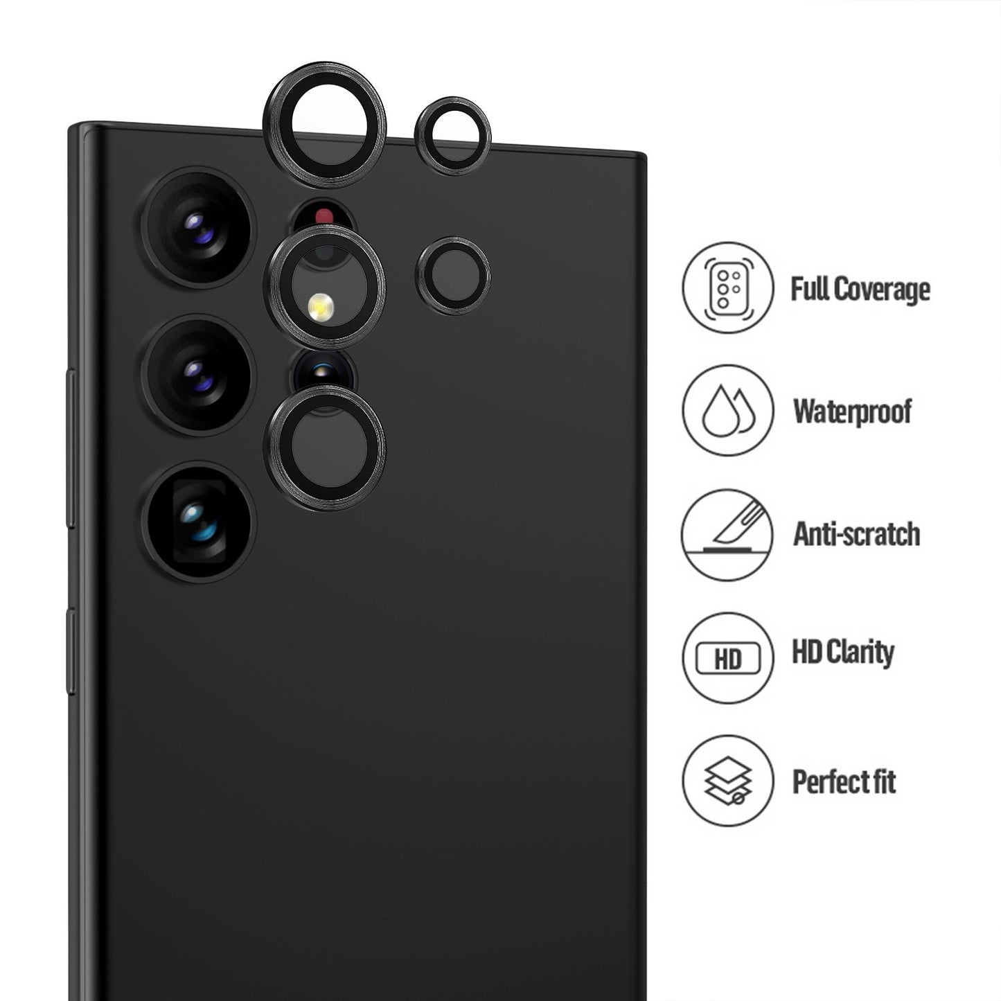 Tough On Samsung Galaxy S23 Ultra Rear Camera Lens Protector Tempered Glass