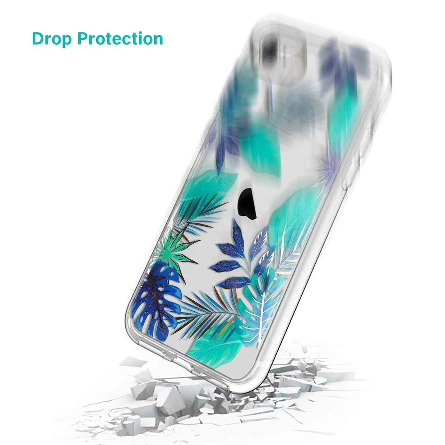 Tough On iPhone SE 2022/2020/8/7/6 Protector Blue Leaf Case