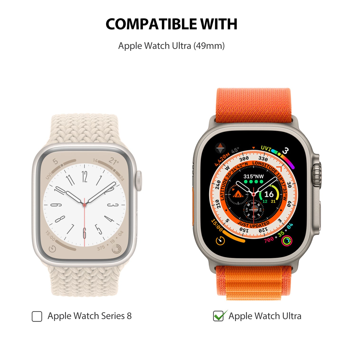 Tough On Apple Watch Ultra/Ultra2 Screen Protector 49mm Nano Xtreme Guard Black