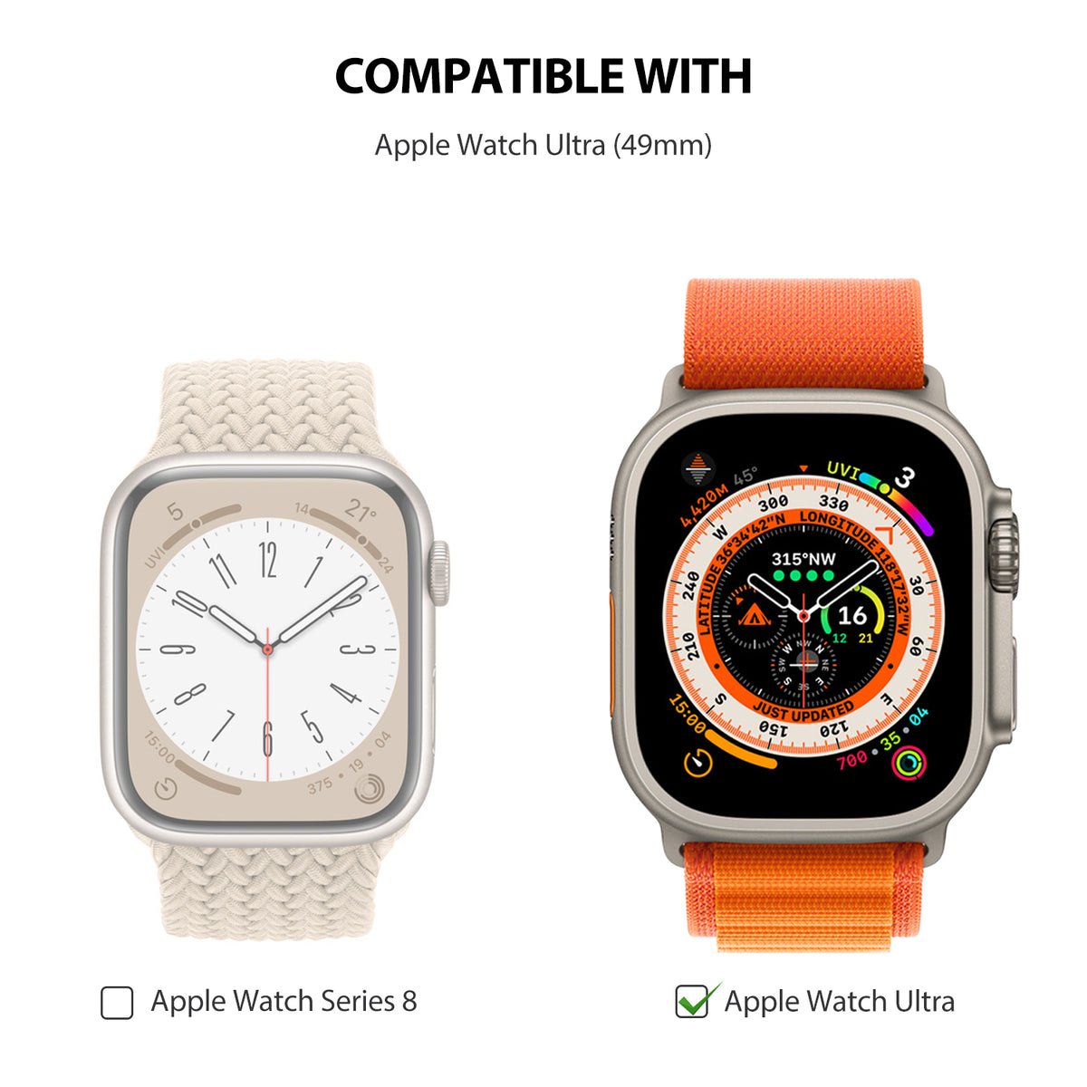 Tough On Apple Watch Ultra/Ultra2 Screen Protector 49mm Nano Xtreme Guard Black