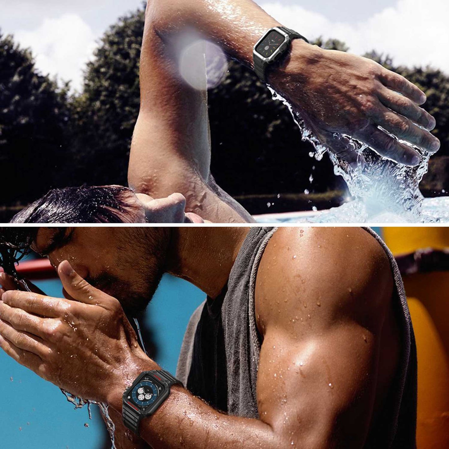Tough On 2-in-1 Apple Watch Band with Case 42/44/45mm Rugged Protection Navy/Navy - Toughonstore