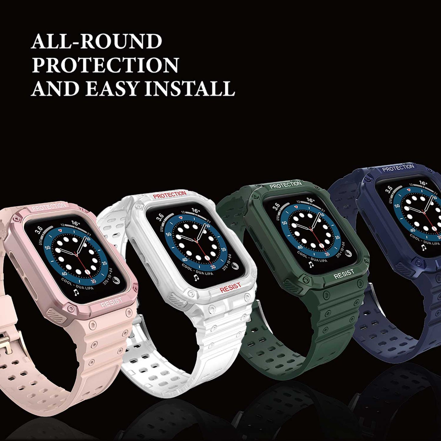 Tough On 2-in-1 Apple Watch Band with Case 42/44/45mm Rugged Protection Navy/Navy - Toughonstore