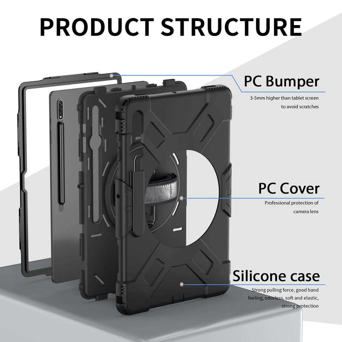 Tough On Samsung Galaxy Tab S9 Ultra / S8 Ultra Case Rugged Protection Black